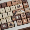 Full view of Suzume Daijin Sadaijin keycap set installed on a white keyboard