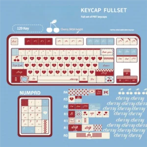 Angle view of Sweet Cherry Series Keycap Nostalgic 'Mint showing color layering and layout presence
