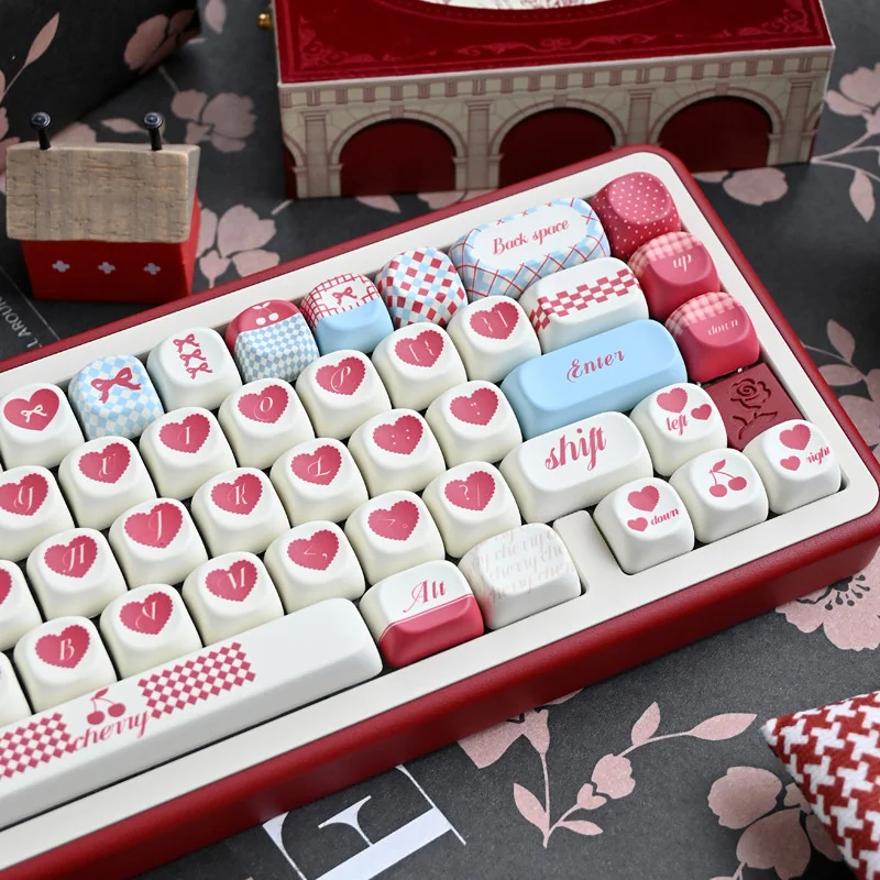 Side profile of Sweet Cherry Series Keycap Nostalgic 'Mint showing keycap set shape and fit