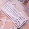 Sweet Milk Candy Keycap Set with MOA profile installed on a mechanical keyboard, showcasing pastel pink and cream white colors.