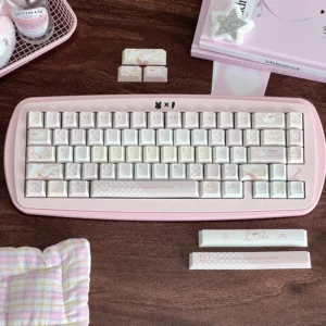 Sweet Strawberry Milkshake PBT Keycap Set on mechanical keyboard