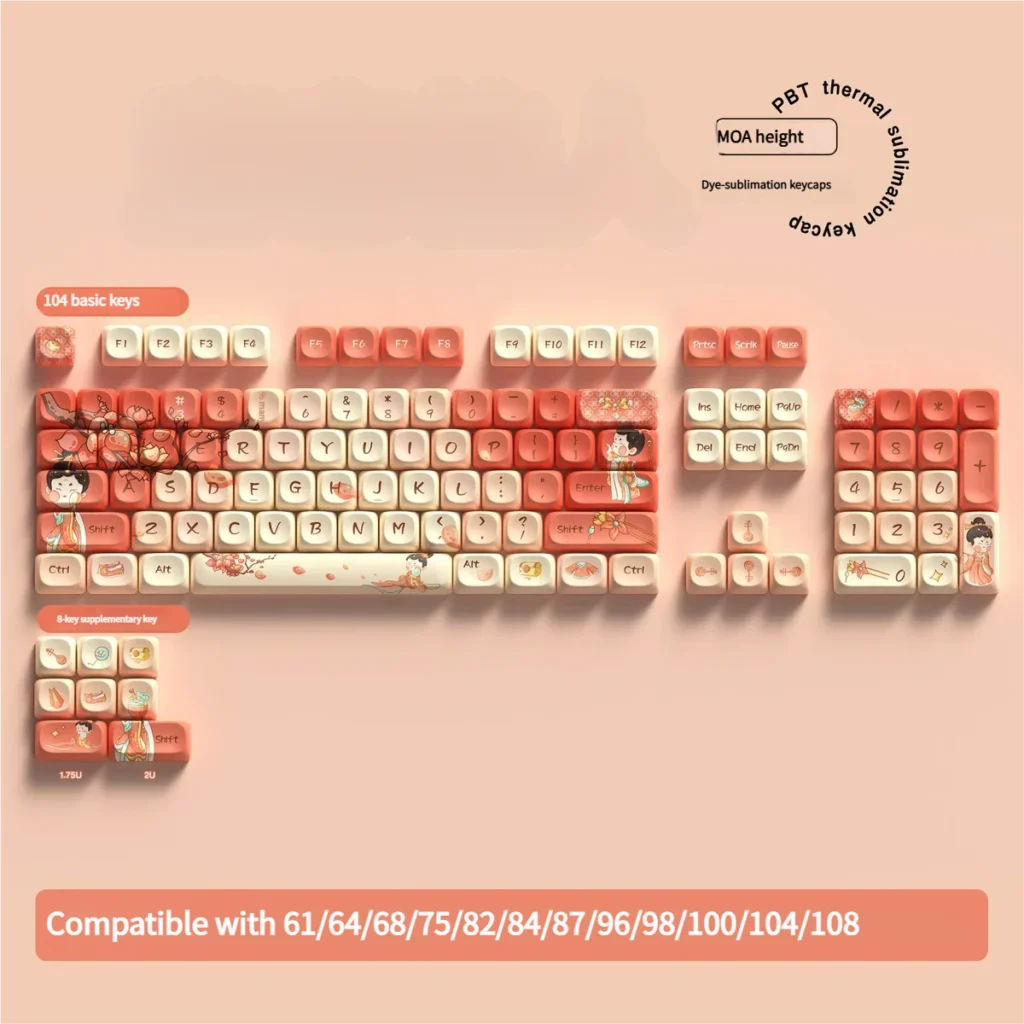 Angle view of Tang Palace Series Keycap Exquisite Tang Dynasty showing color layering and layout presence