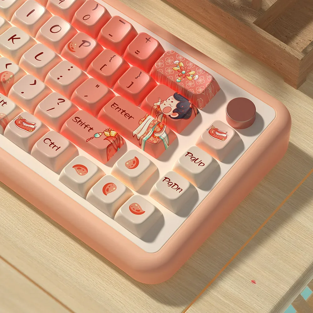 Side profile of Tang Palace Series Keycap Exquisite Tang Dynasty showing keycap set shape and fit