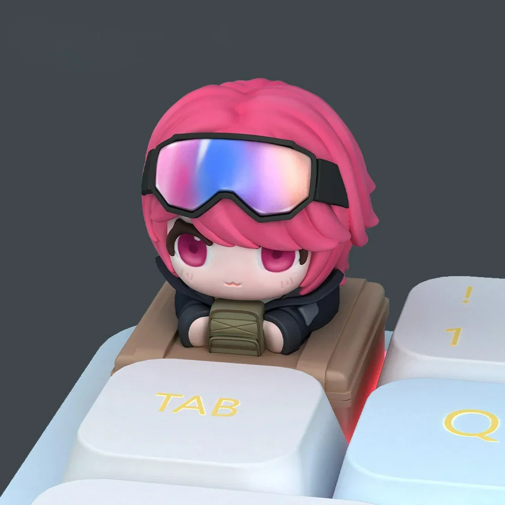 Toxik Delta Force resin keycap from a side angle, demonstrating its OEM profile and compatibility with MX switches.
