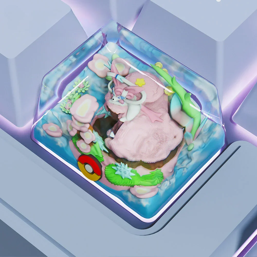 Transparent artisan keycap featuring Pokemon Sylveon design