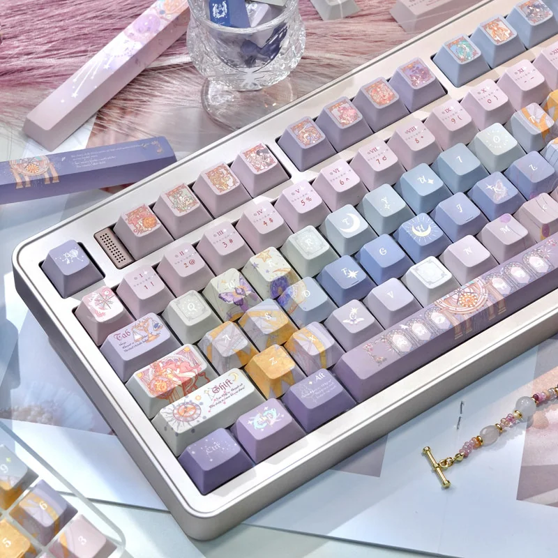 Close-up of Twelve Constellation Cherry Keycap Unique highlighting details and finish