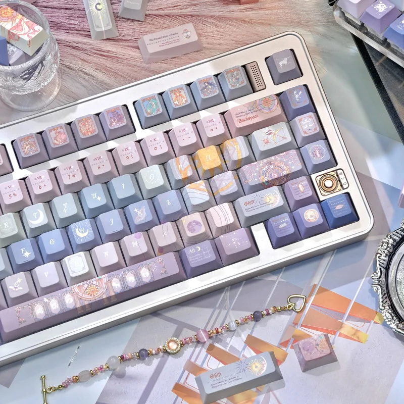 Side profile of Twelve Constellation Cherry Keycap Unique showing keycap set shape and fit