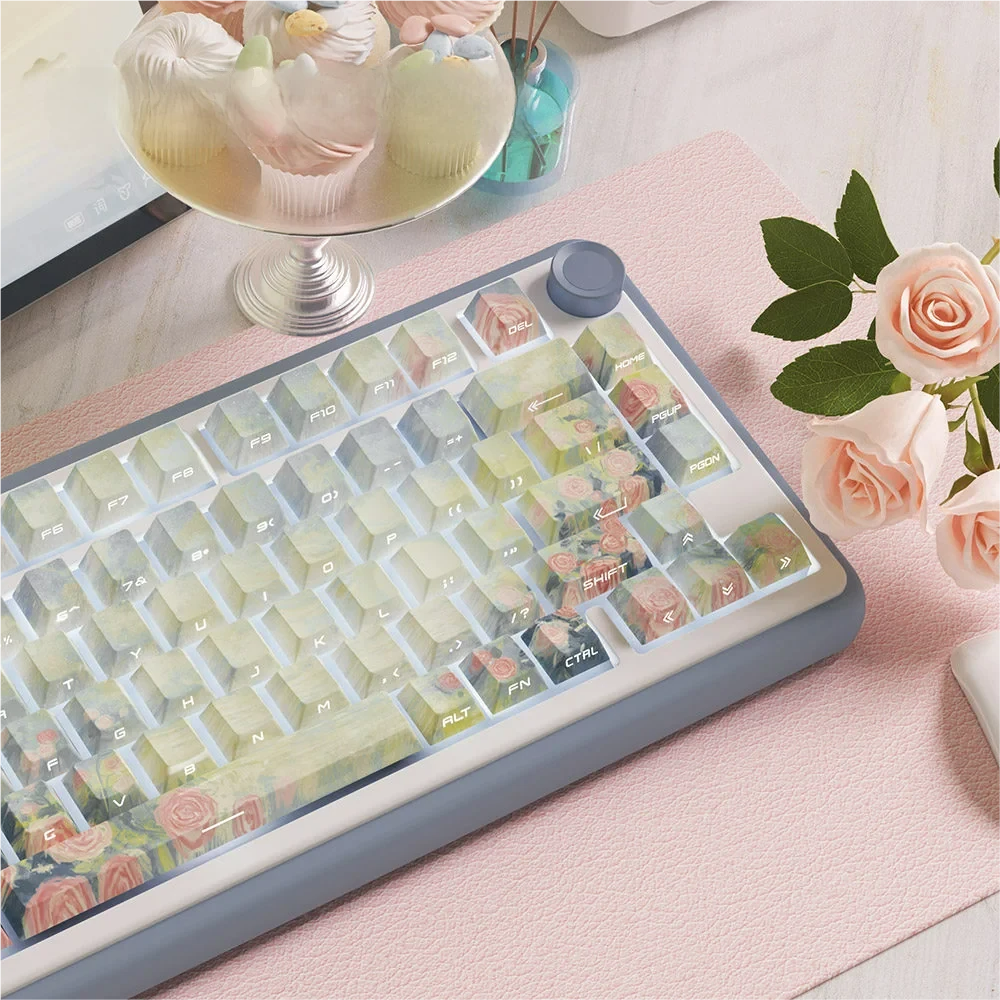 Detail shot of a side-printed keycap from the Twilight Song set, showing crisp legend clarity