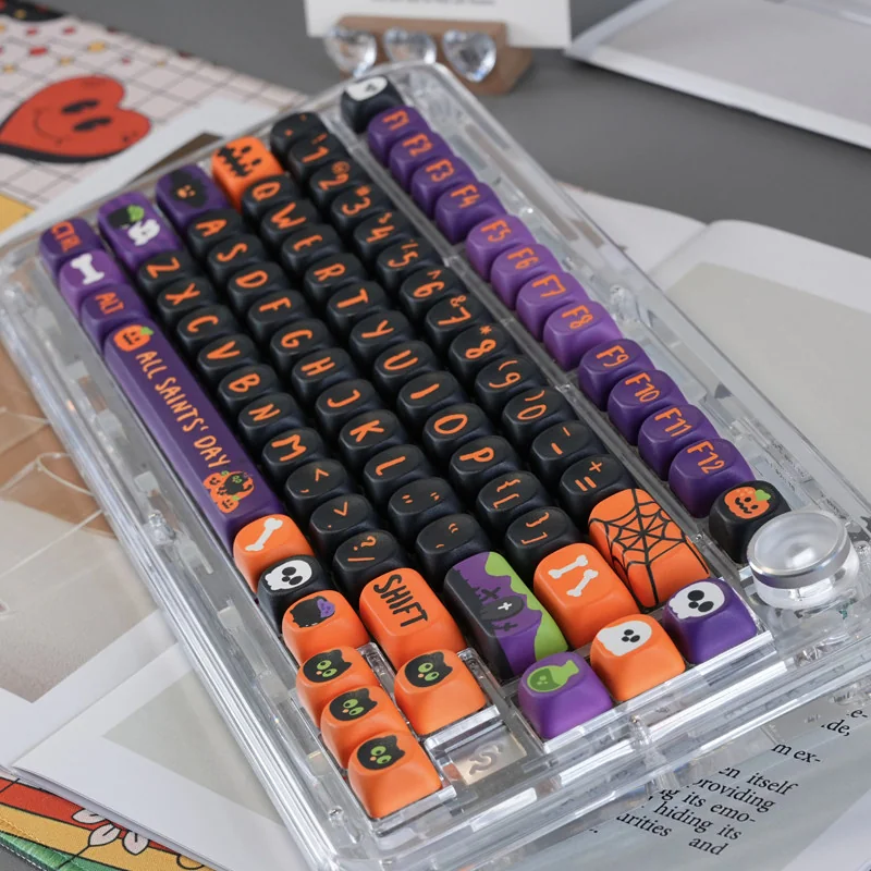 Side profile view of the MOA keycaps, illustrating their medium height and consistent, un-sculpted design.