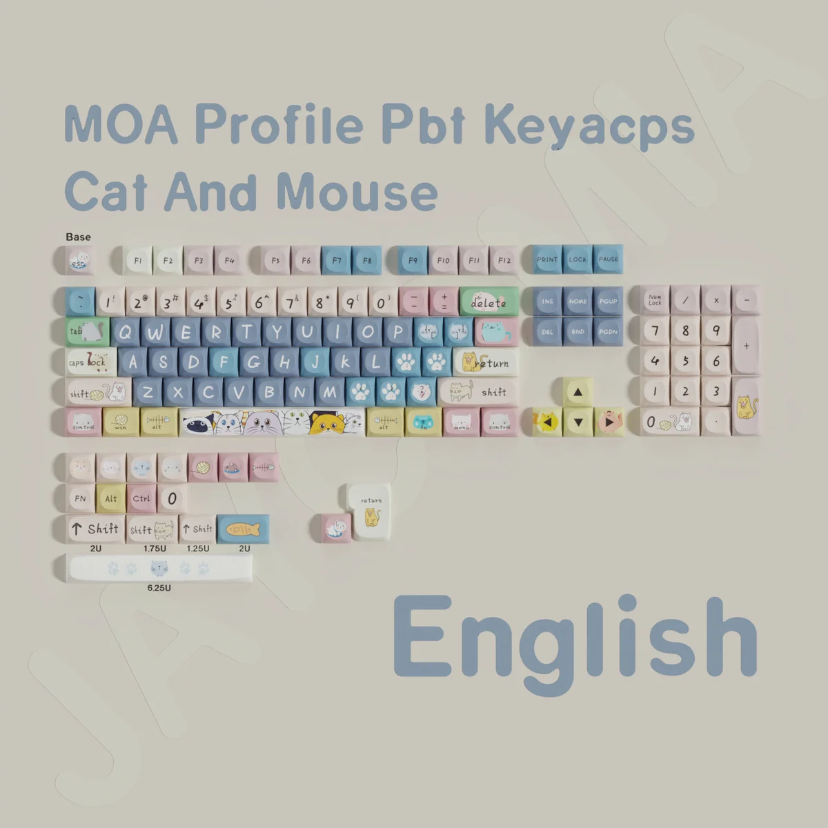 Side view showcasing the unique MOA profile of the Cat & Mouse keycaps