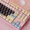 Detail shot of DuCato character keycaps and Cherry profile design