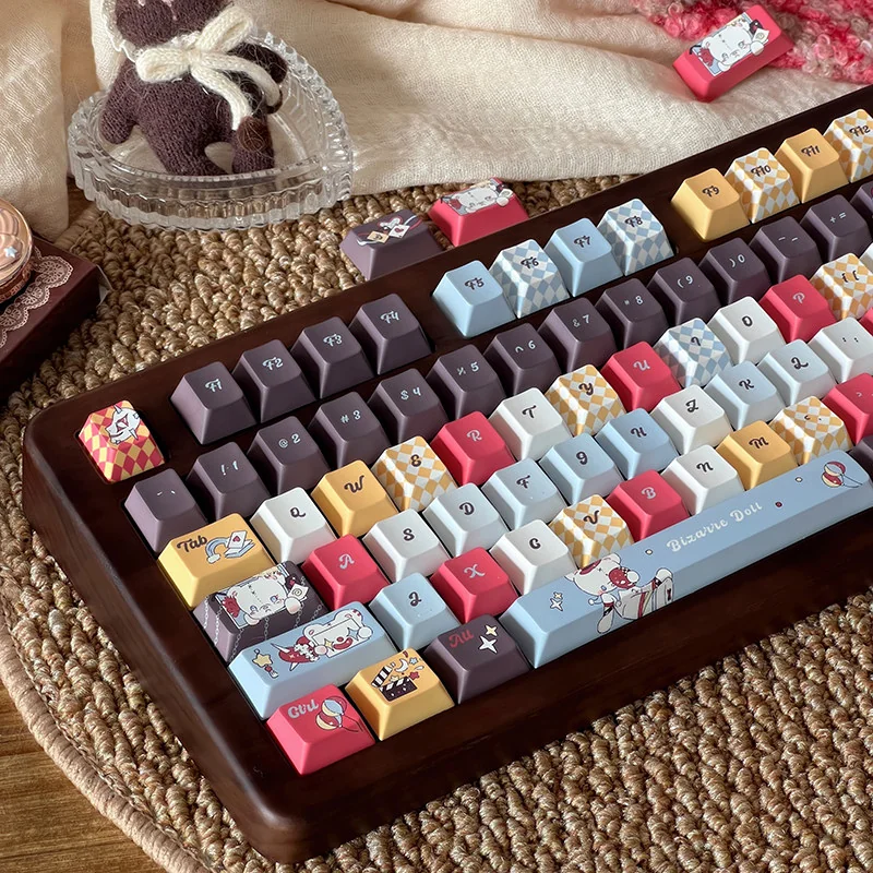 Texture shot of a Wacky Doll PBT keycap, emphasizing the matte finish and durability of the PBT material.