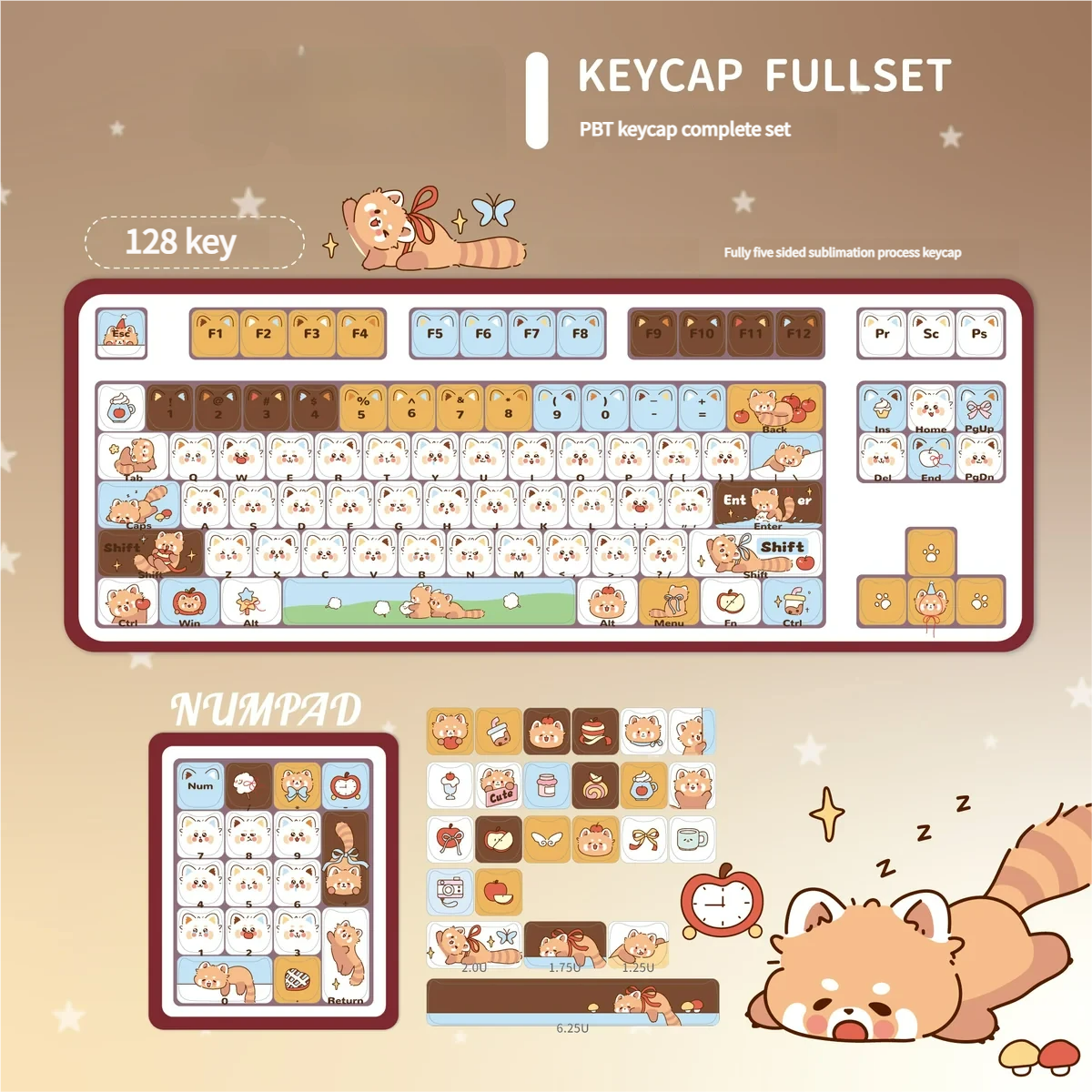 Angle view of Whimsical Raccoon MAO Keycap Unique Raccoon MAO showing color layering and layout presence