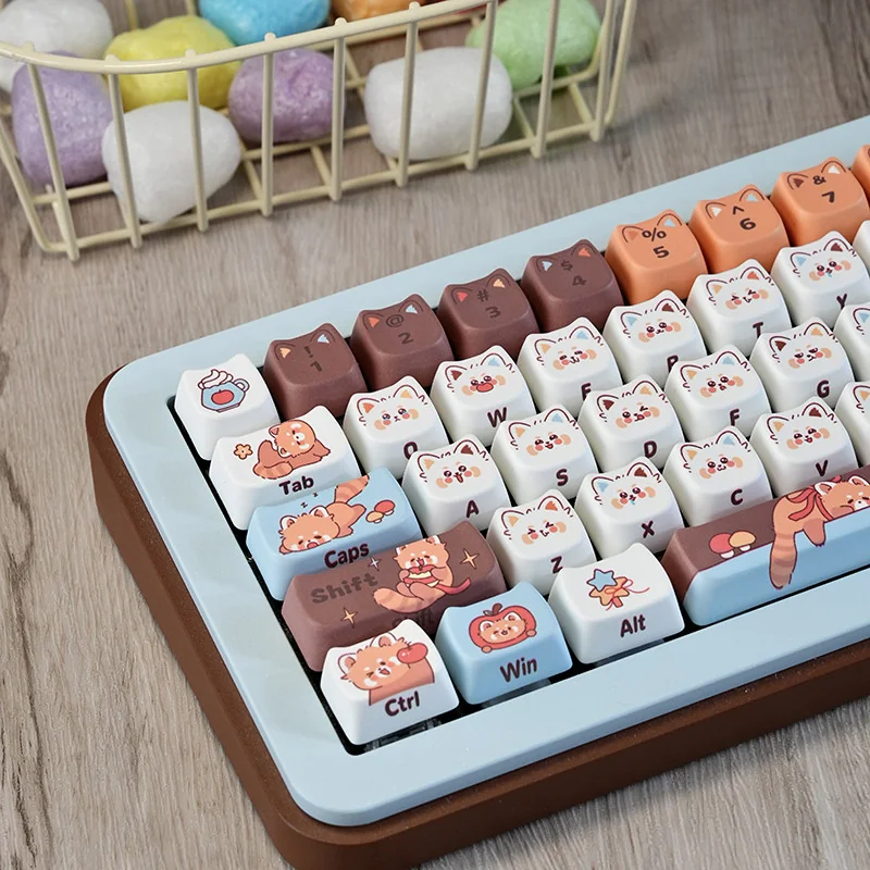 Side profile of Whimsical Raccoon MAO Keycap Unique Raccoon MAO showing keycap set shape and fit