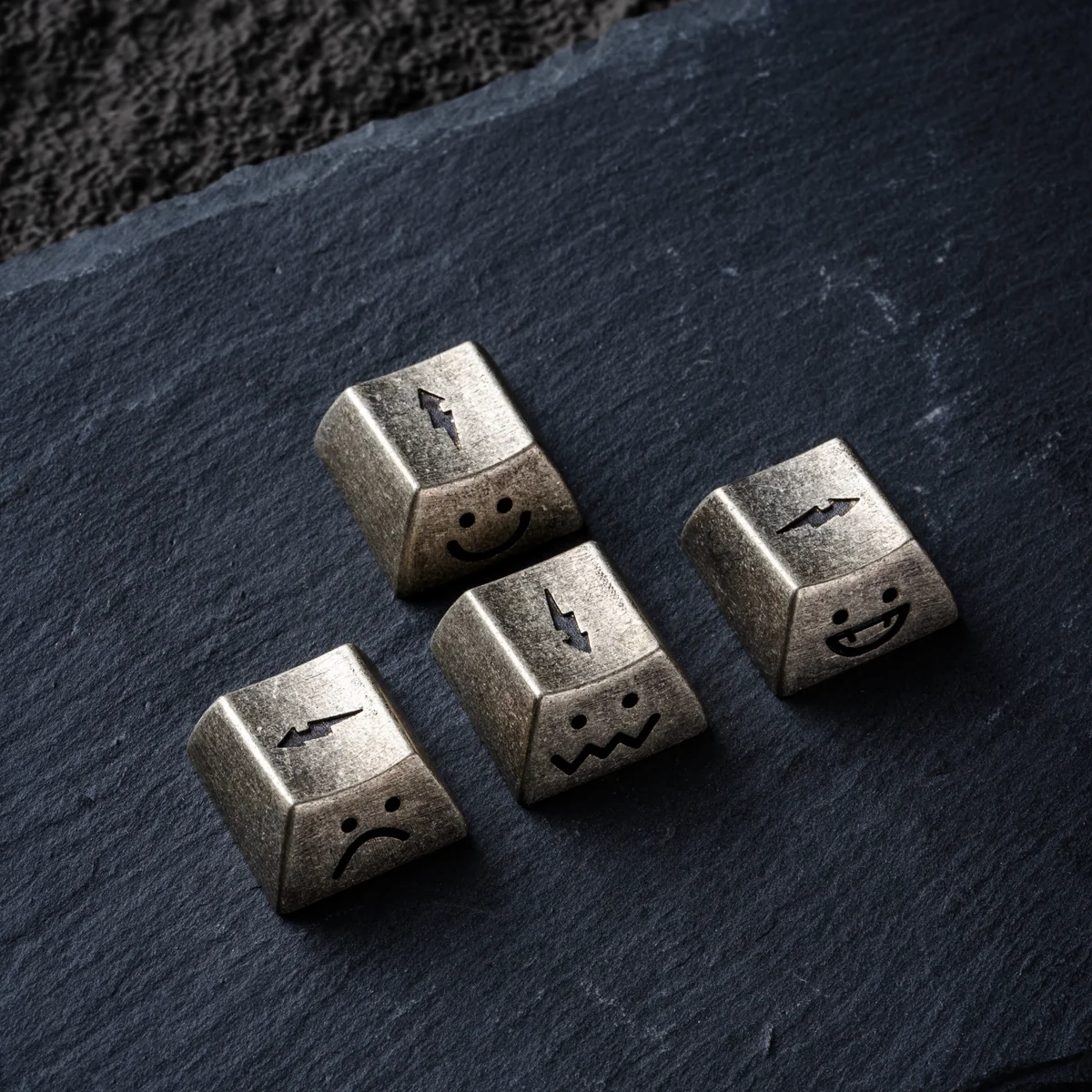 White copper option of the Copper lightning artisan keycap, highlighting its unique finish