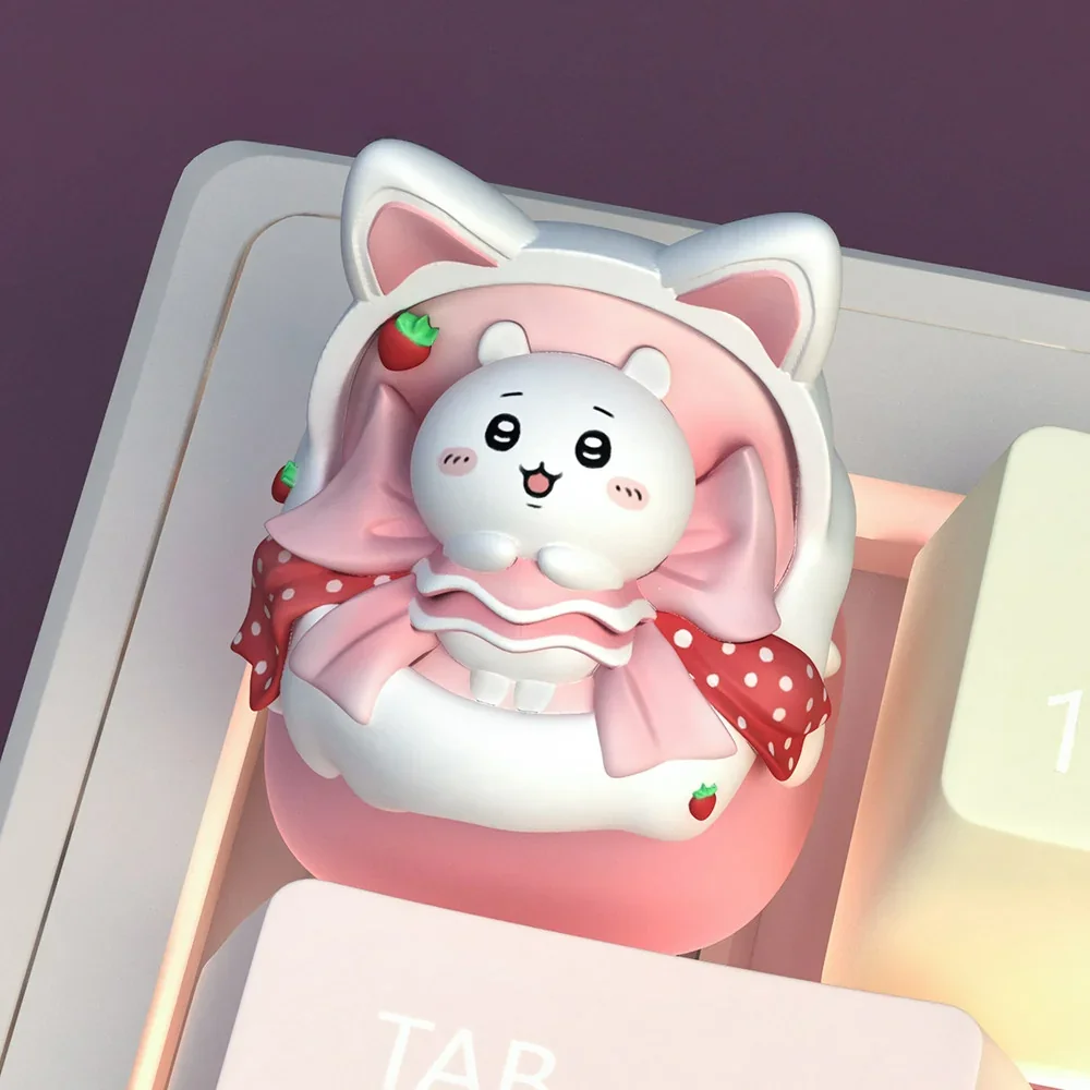 Chiikawa keycap showcasing cat ear cradle design