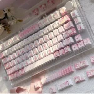 Full Aikatsu! Cherry Profile PBT Keycap Set on mechanical keyboard