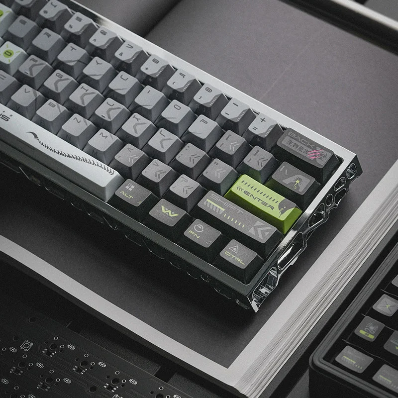 Close-up of Alien Alien Cherry Keycap Alien-themed highlighting details and finish