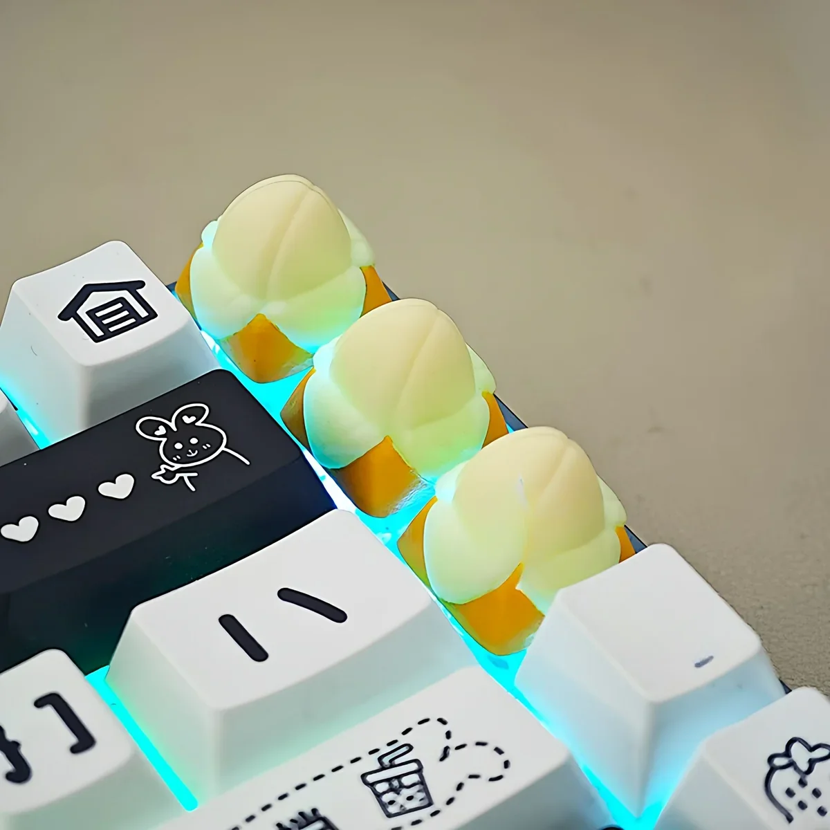 Artisan Banana Keycap showing MX stem compatibility from underside