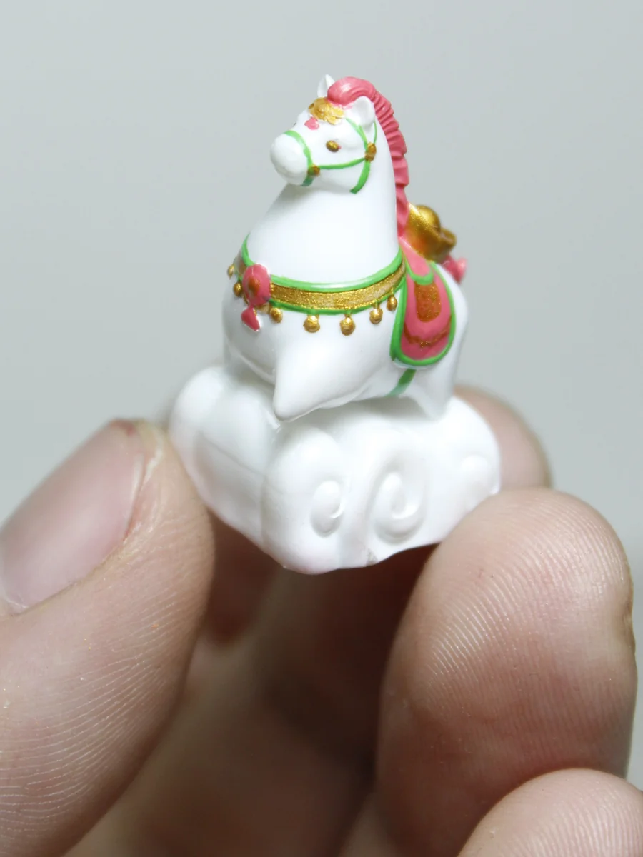 Side view of the artisan Auspicious Horse Keycap, showing its profile and MX stem compatibility.