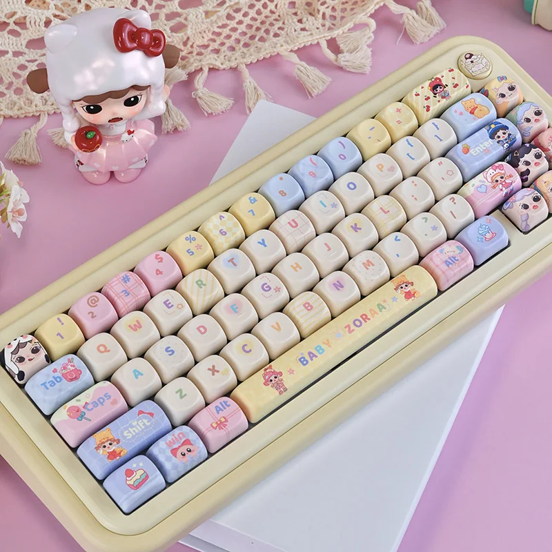 Baby Zoraa keycap set package contents showing all 131 PBT keys