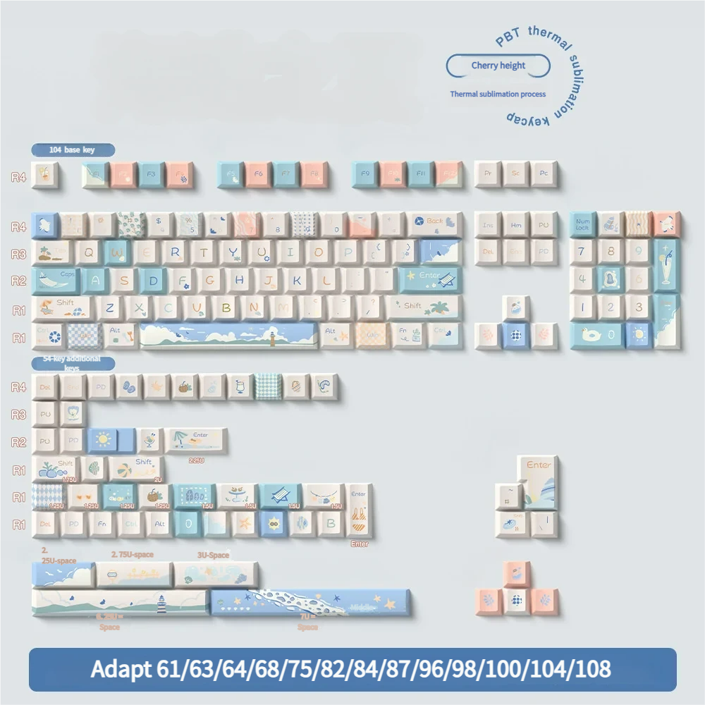 Arrangement of Beach Summer accent keys and modifiers, demonstrating layout flexibility