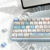 Side view of Cherry Profile Beach Summer keycaps, showing ergonomic curvature