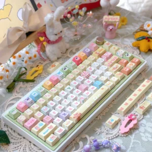 Bear Plush Toy Cherry Whimsical Bear-Themed PBT hero image featuring Bear Plush Toy Keycap Set