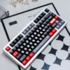 Black Armor Bridge PBT Keycap Set installed on mechanical keyboard, showcasing sci-fi industrial design.