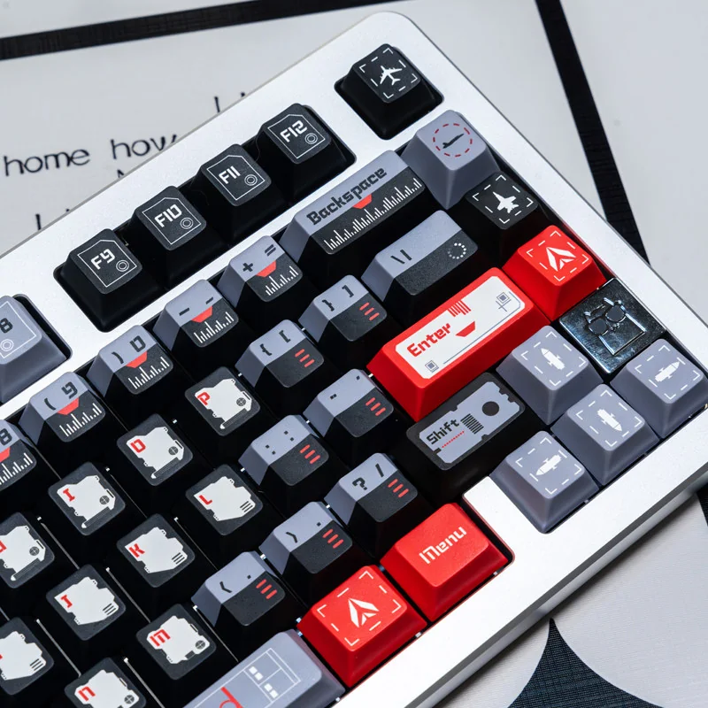 Side profile view of Black Armor Bridge keycaps, illustrating ergonomic Cherry profile.