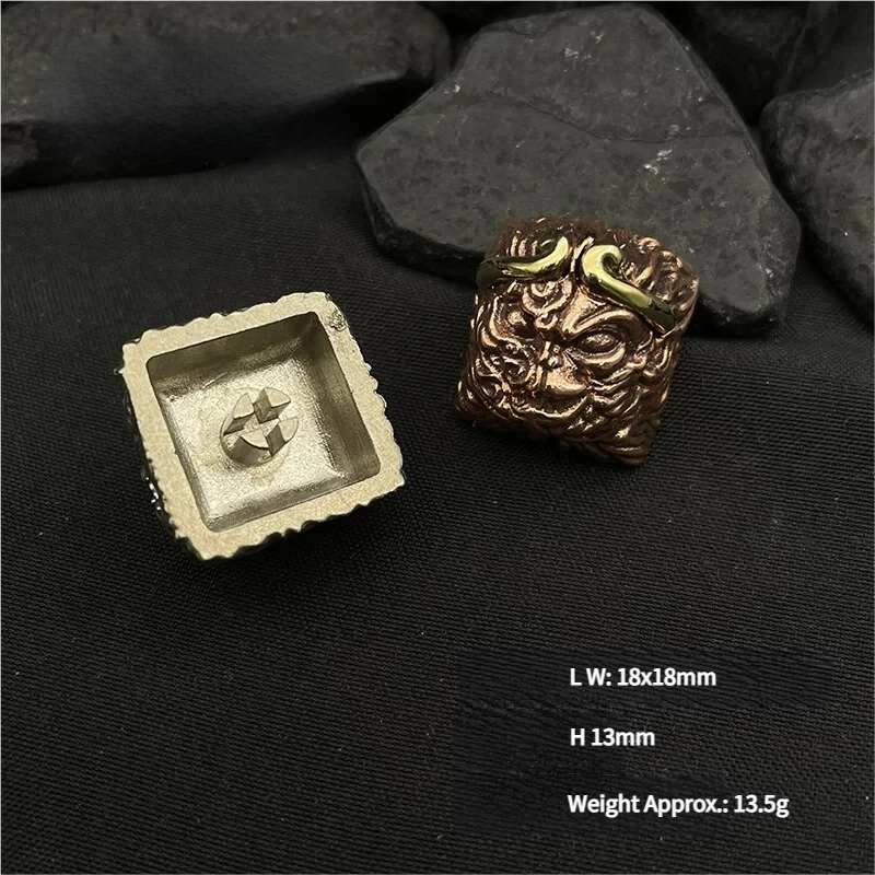 Side view of the Black Myth Wukong keycap, highlighting its Cherry profile and metallic finish
