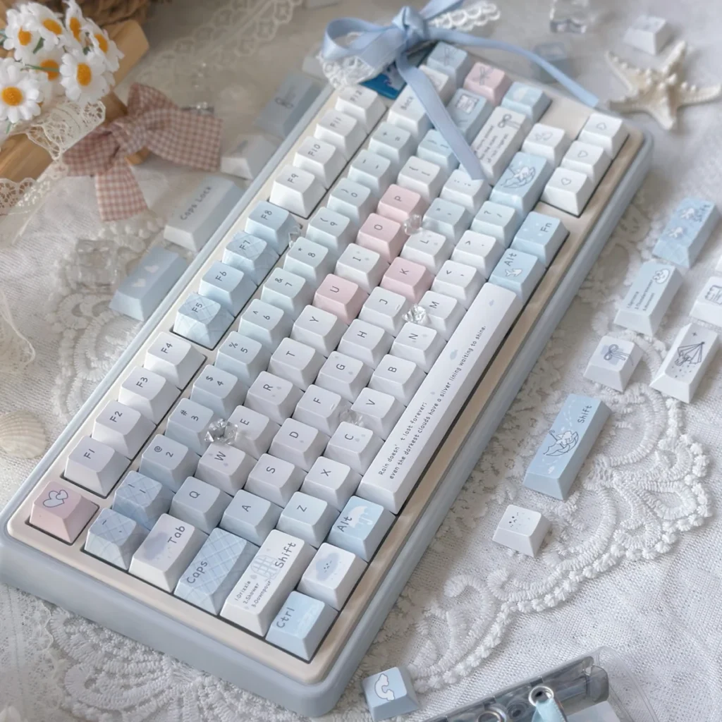 Blue Rain Cherry Keycap Immersive Blue Rain PBT hero image featuring Blue Rain Keycap Set