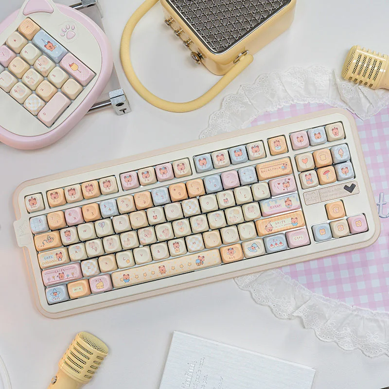 Bubble Capybara MOA PBT Keycap Set installed on a mechanical keyboard, showcasing cute design.