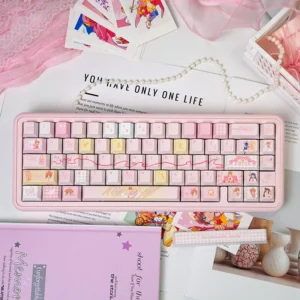 Cardcaptor Sakura Keycap Set on a white mechanical keyboard