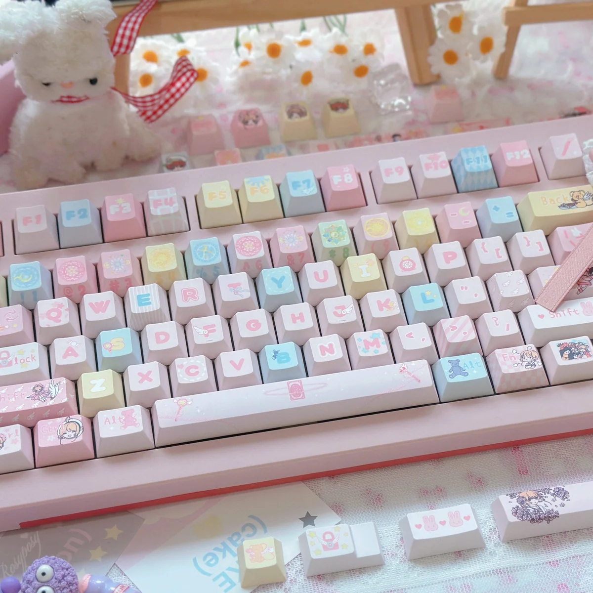 Full layout view of the 128-key Cardcaptor Sakura PBT Cherry Profile Keycap Set, showing all included keys.