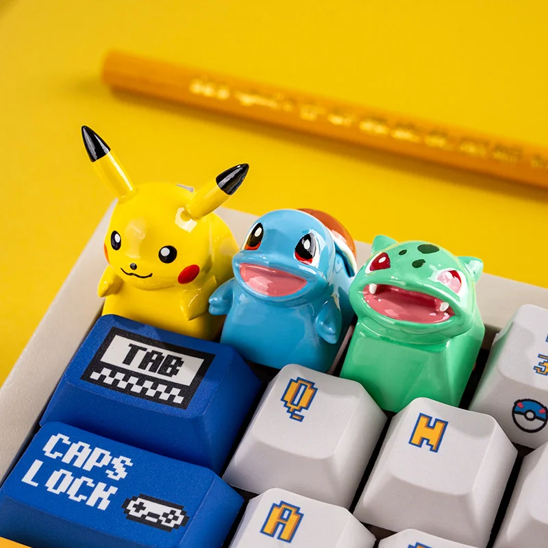 Side view of Pokemon Pixel Odyssey keycaps, illustrating the ergonomic Cherry profile