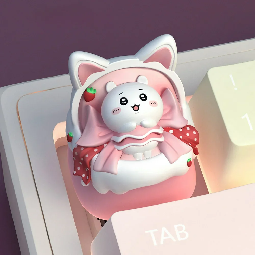 Chiikawa Cat Ear Cradle Keycap on mechanical keyboard