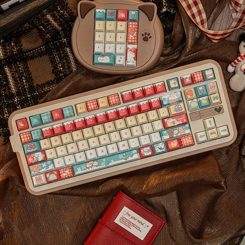 Cherry profile Christmas keycaps showcasing vibrant dye-sub colors