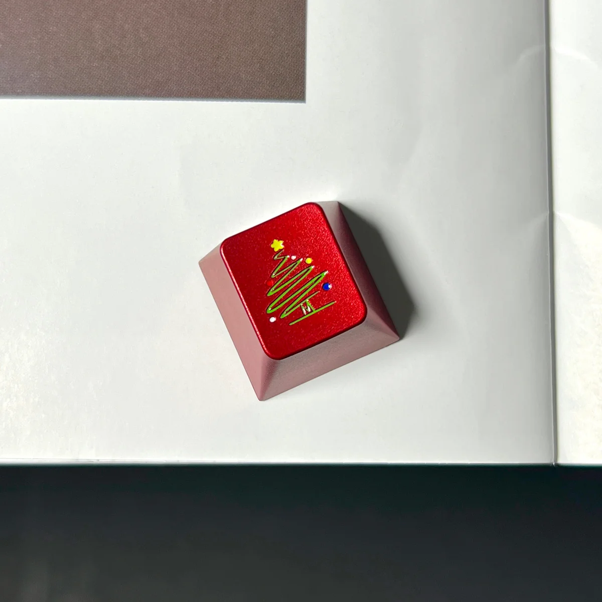 Detailed shot of the precision CNC engraving of the Christmas Tree and snowflake motifs