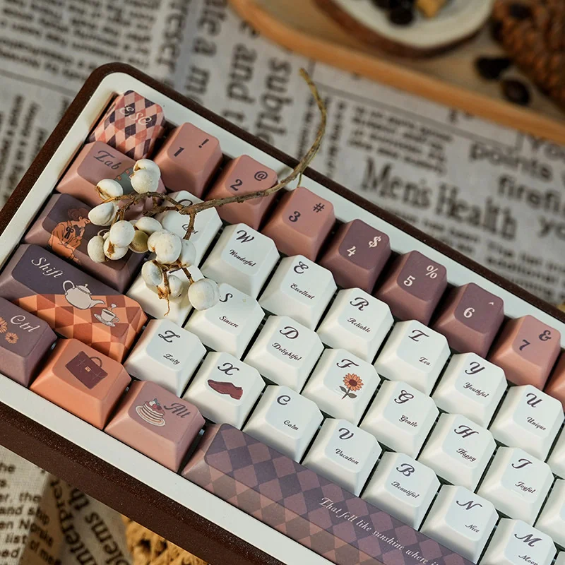 Close-up of Coffee Time Cherry Keycap Durable PBT highlighting details and finish