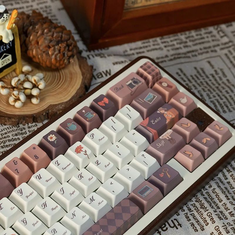 Coffee Time Cherry Keycap Durable PBT installed on a mechanical keyboard setup