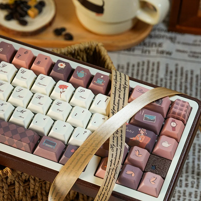 Side profile of Coffee Time Cherry Keycap Durable PBT showing keycap set shape and fit