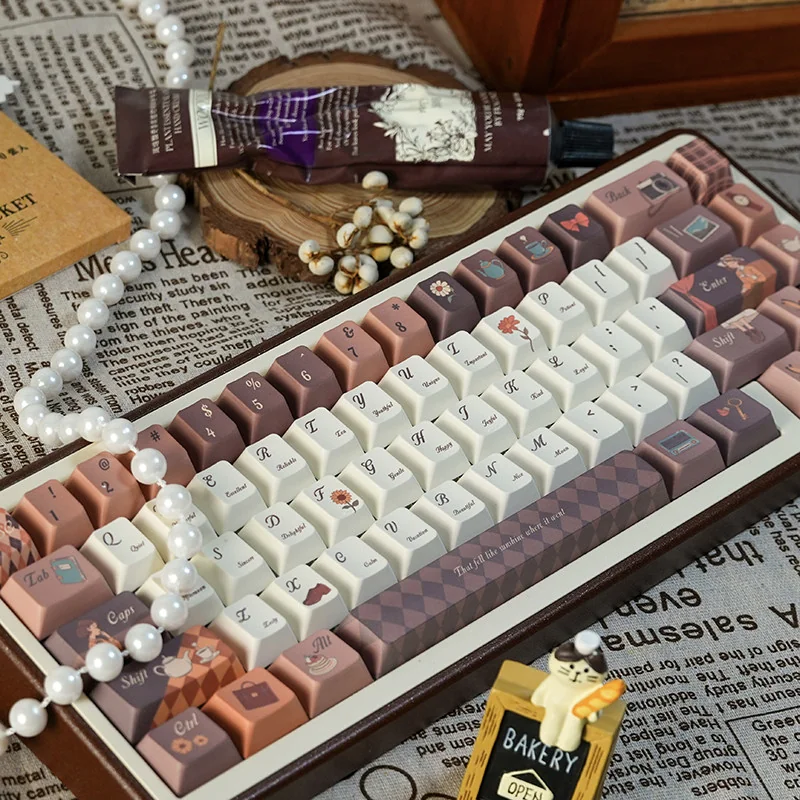 Detailed texture view of Coffee Time Cherry Keycap Durable PBT design and material