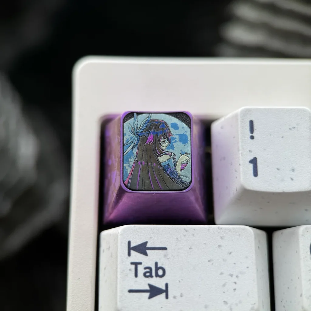 Columbina Genshin Impact Titanium Keycap on a mechanical keyboard