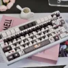 Cow Cat MAO PBT Keycap Set on mechanical keyboard, featuring whimsical cat design
