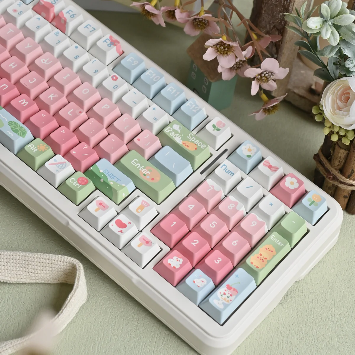 Side profile view of Cute Duck keycaps highlighting Cherry profile ergonomics