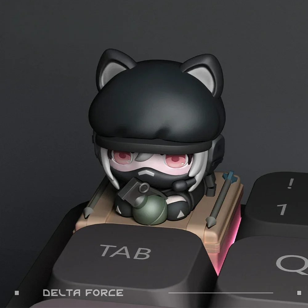 Close-up of Delta Force Luna Keycap showing intricate resin details and OEM profile