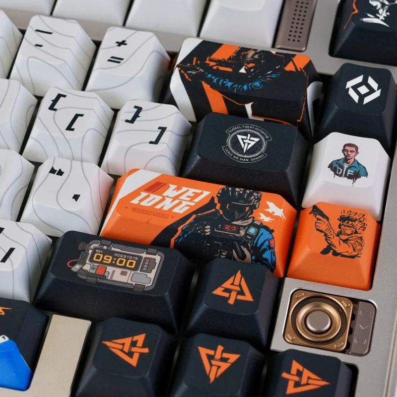 Side view of Delta Force Vyron keycaps showing Cherry profile