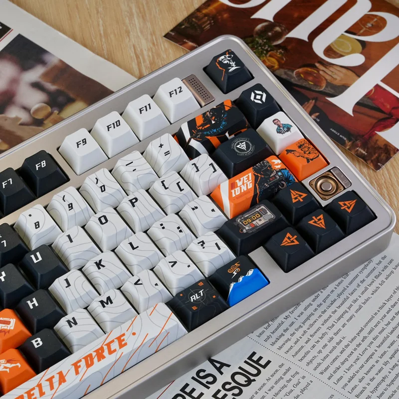 Full layout view of Delta Force Vyron Cherry profile keycaps