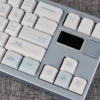 Close-up of dye-sublimated butterfly design on PBT keycap
